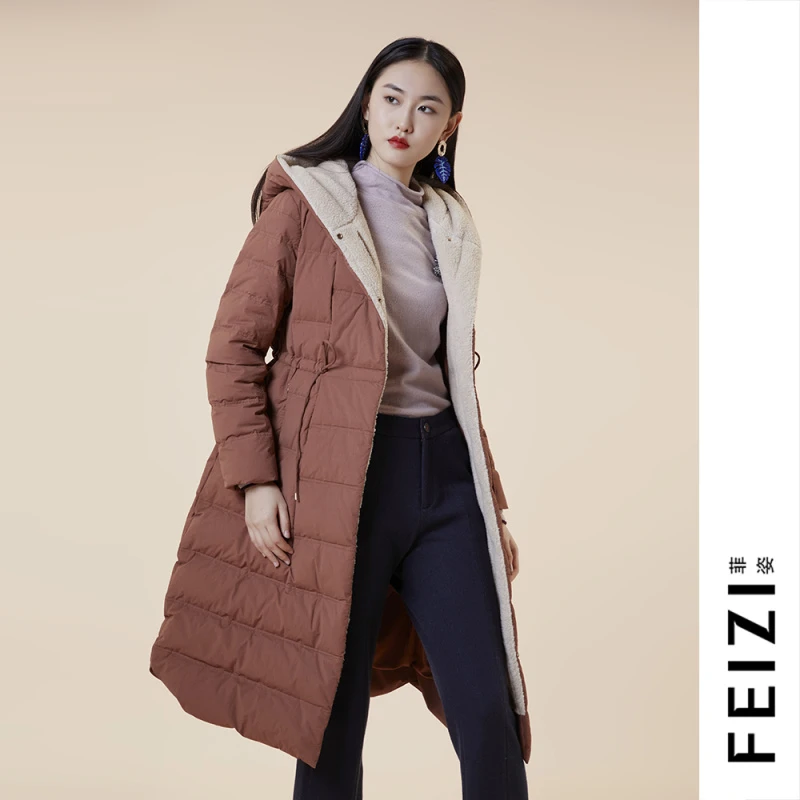 菲姿FEIZI冬款连帽长款羽绒服0W901