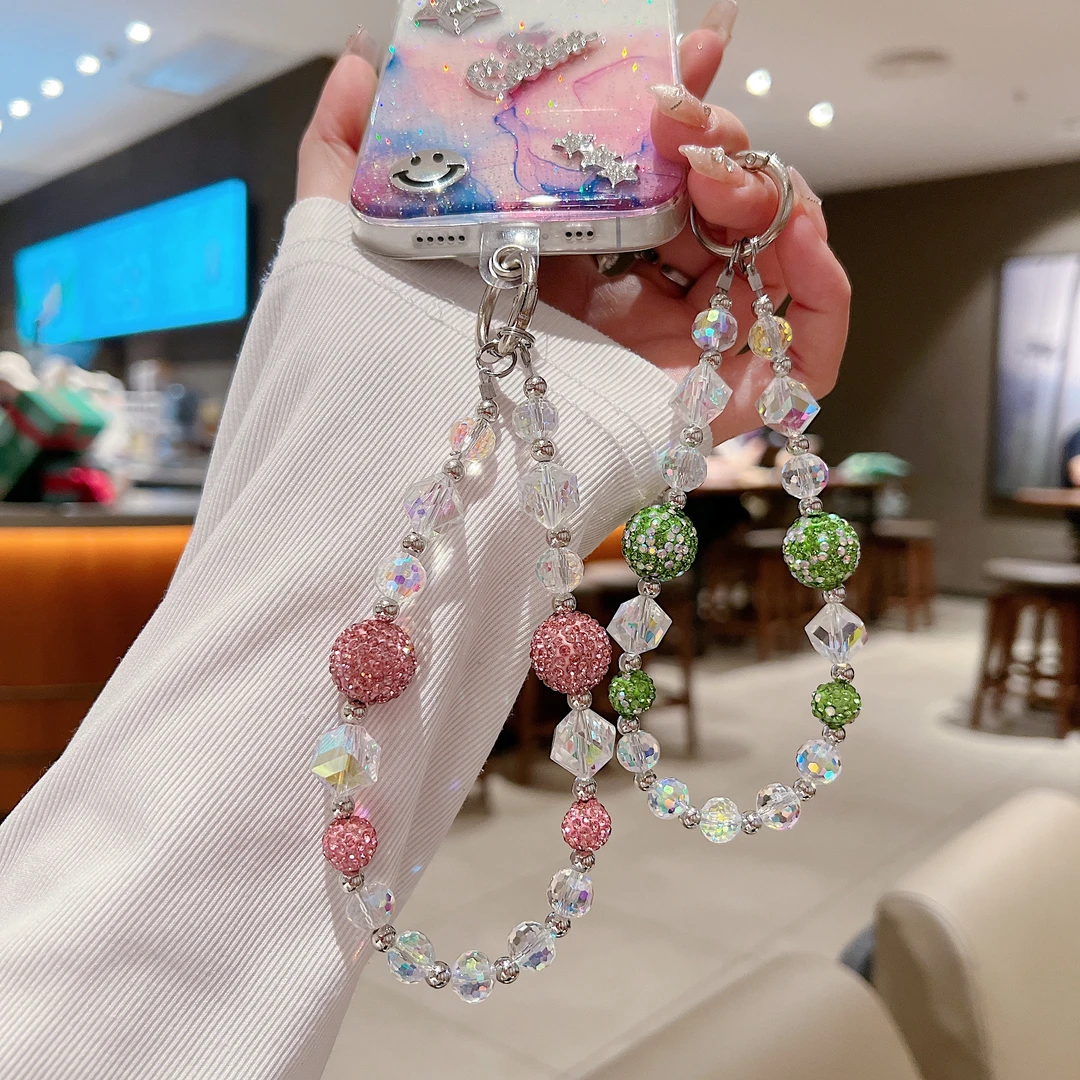 串珠手机壳挂绳手腕短款手机挂绳防丢手机链条挂件网红创意女款