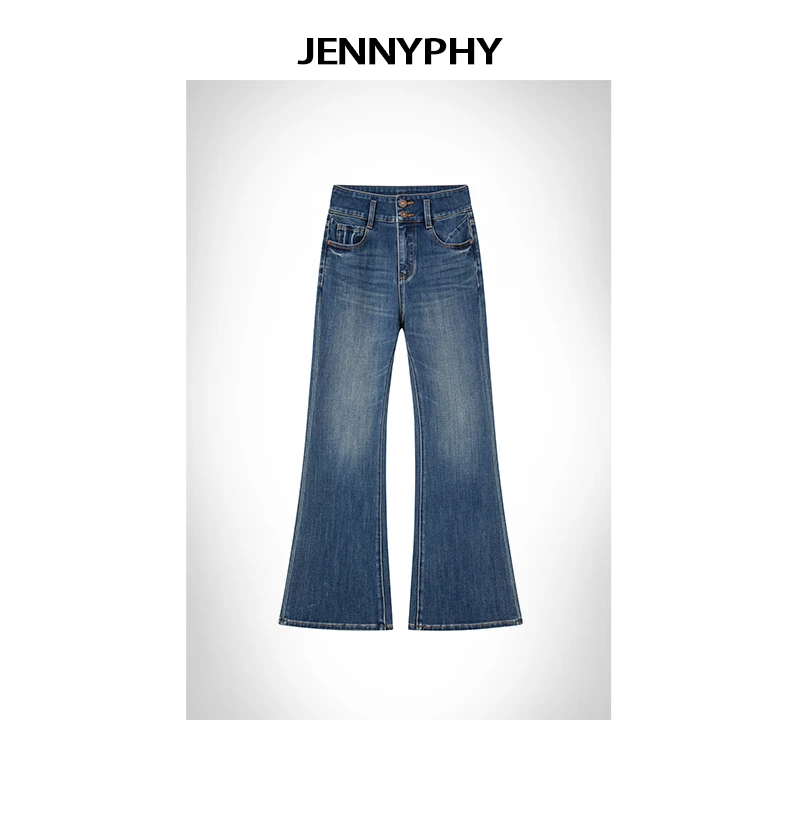 【JENNYPHY】扎染设计两粒扣中高腰直筒喇叭裤#9020