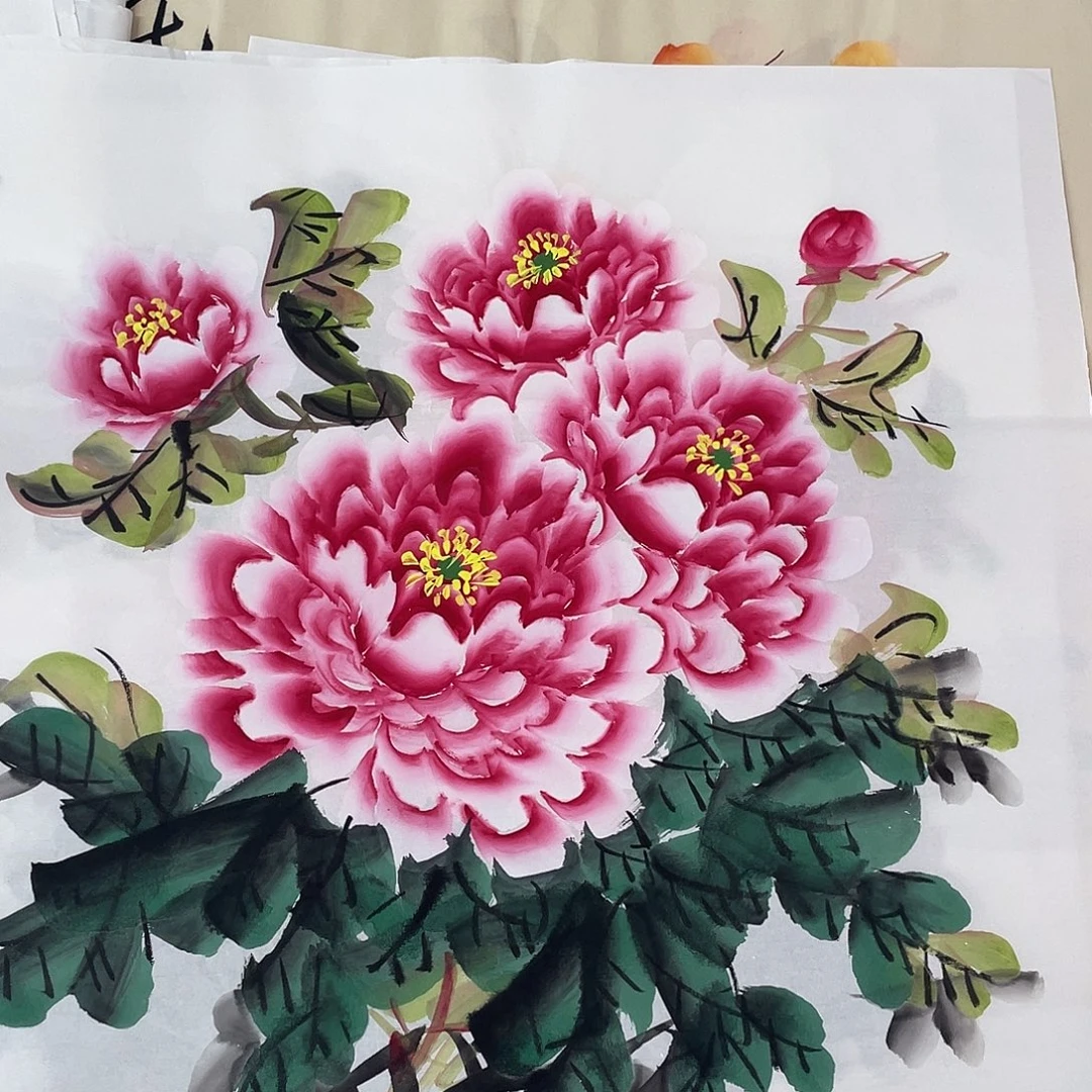 国画国画作品书法作品原稿斗方粉色