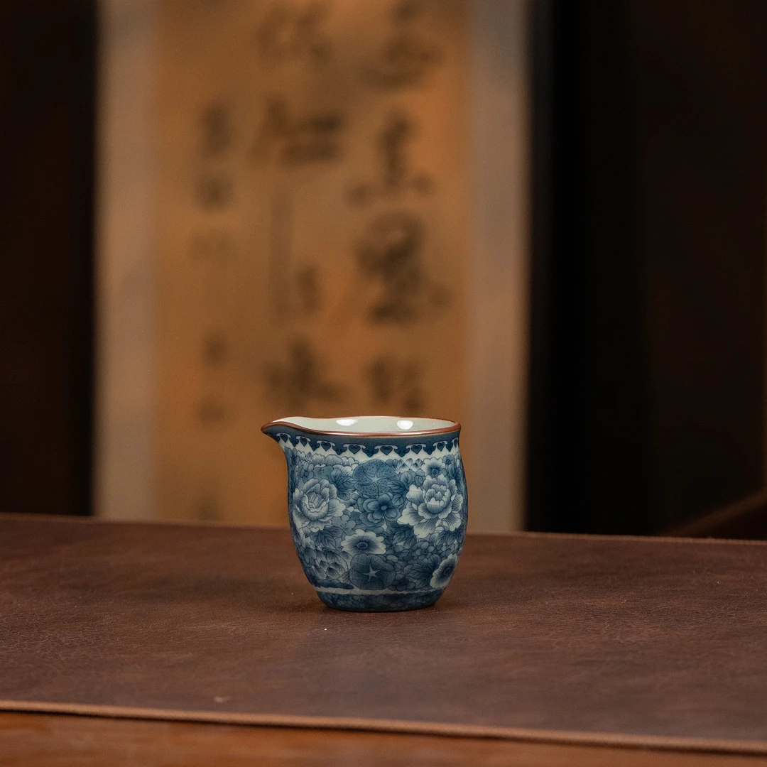 【青花万花公道杯】老陶泥可养开片中式复古约180cc福利系列DC