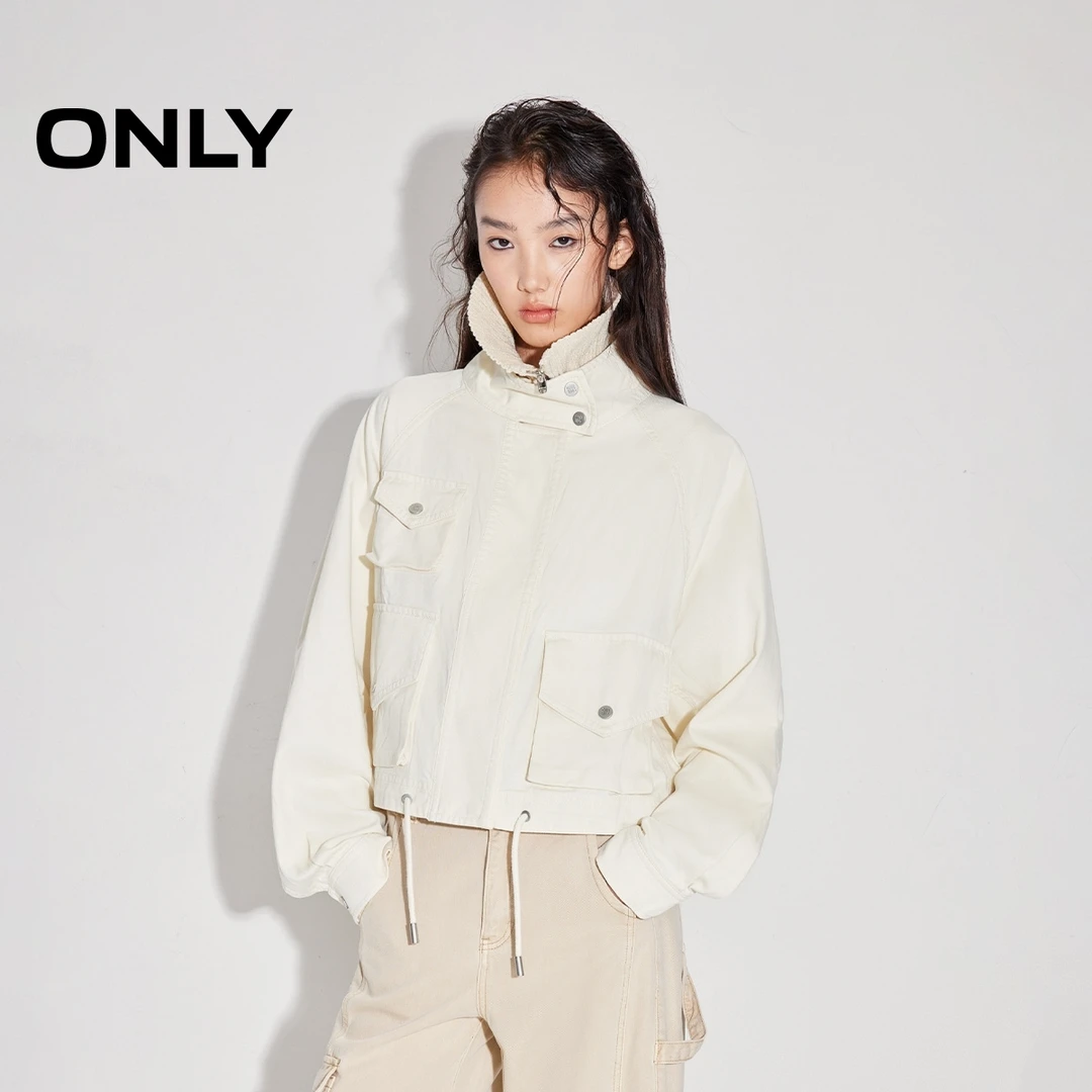 ONLY2025春季新款通勤风百搭立领宽松蝙蝠袖风衣外套女|125136054