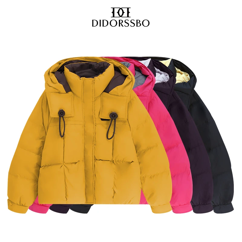 DIDORSSBO冬季时尚潮流洋气撞色加厚防风保暖短款连帽羽绒服YR601