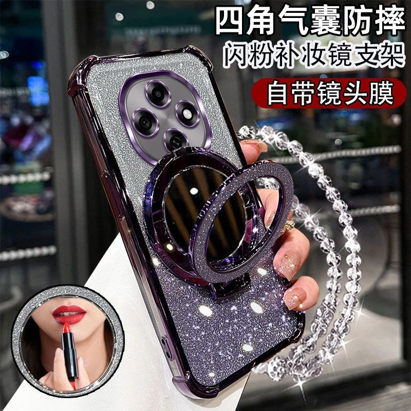 OPPOA6Pro手机壳PLN110高质量气囊防摔轻奢闪粉化妆镜支架镜头全