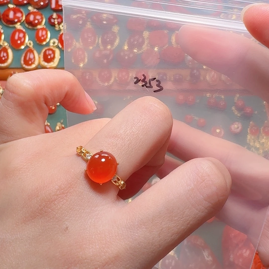 南红玛瑙银S925镶嵌戒指