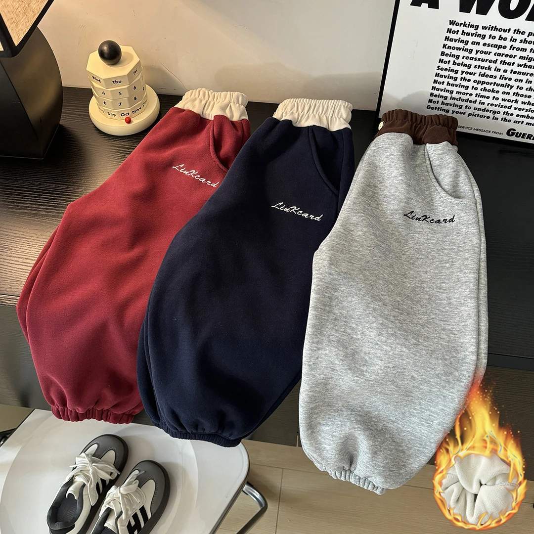 2025儿童裤子加厚休闲裤冬季童装男加绒保暖棉卫裤宝宝保暖裤女童