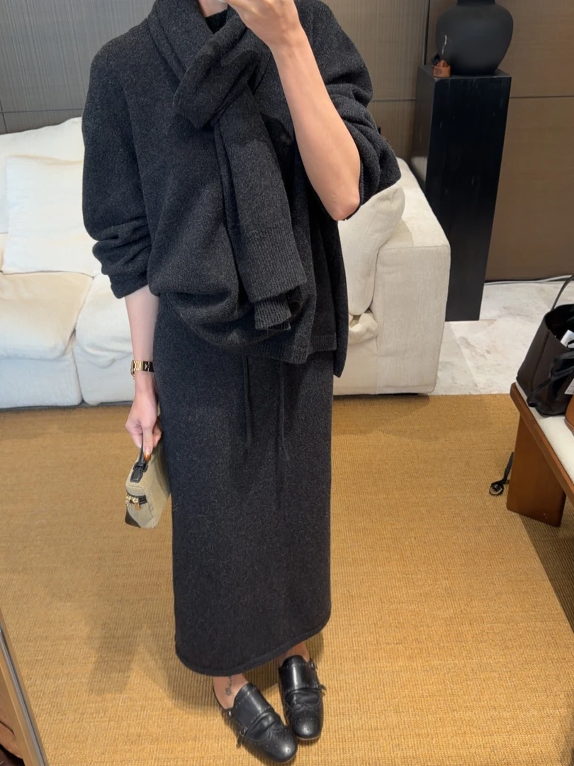 【100绵羊毛深灰色慵懒套装】SY6417-QZ6418