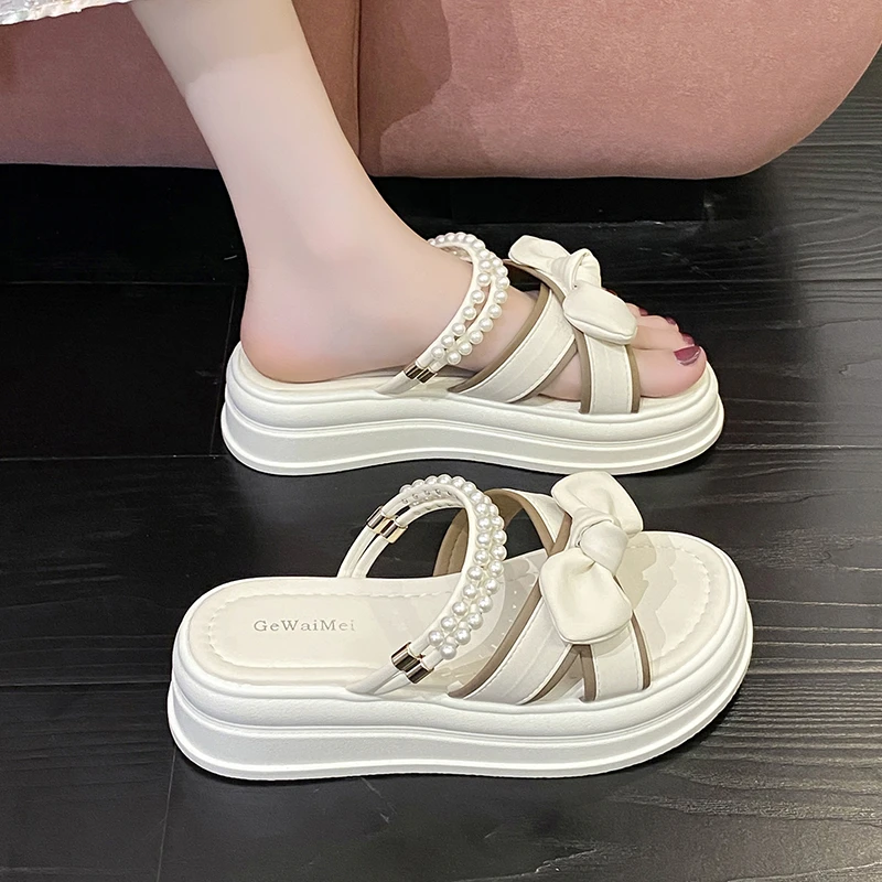 高级感配裙子厚底凉拖鞋女夏季外穿时尚2025新款超火平底罗马鞋子