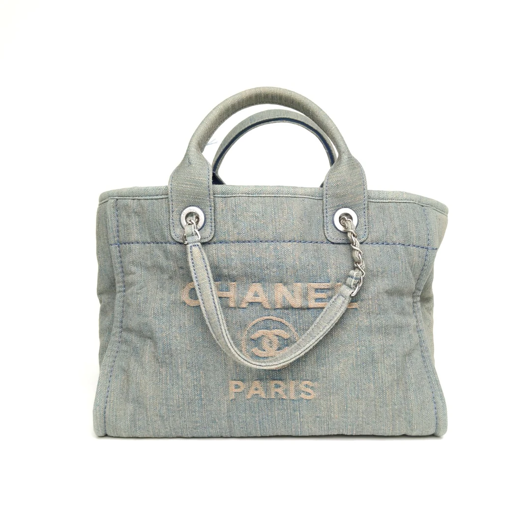 95新 Chanel/香奈儿 小花柳 沙滩包 小号 23S 牛仔 牛仔蓝 芯片