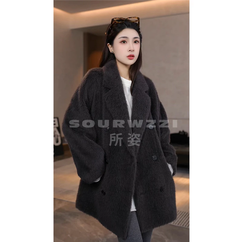 SOURWZZI/所姿100%羊毛拉绒简约时尚休闲女士羊毛外套SZ-25760