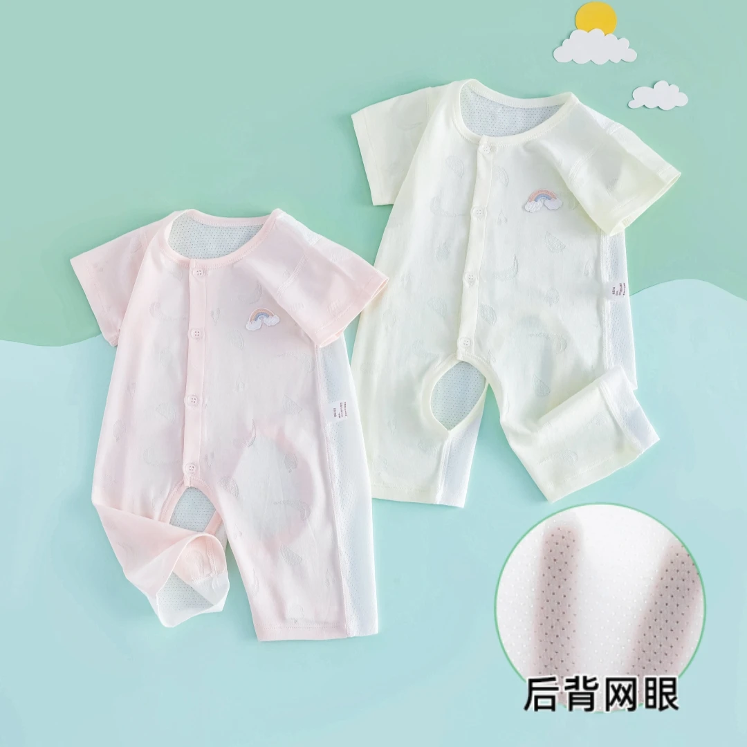 婴儿连体衣夏季59码宝宝短袖纯棉a类衣服夏天婴幼儿夏日开裆夏装