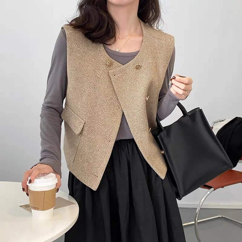 【珺主老师精选】春秋新款双排扣西装风马甲百搭显瘦高级感简约宽松