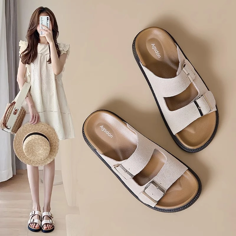 奥古狮登厚底勃肯拖鞋女2025新款夏季外穿透气配裙子休闲凉拖鞋子