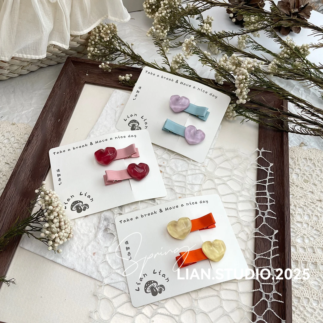 多色爱心 全店凑满19.9包邮 Lian家原创 半包鸭嘴夹 A-0133