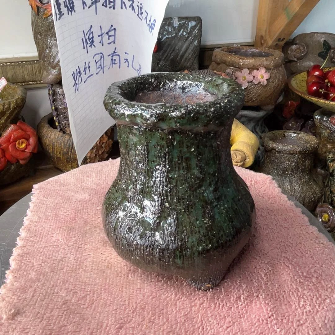 红陶粗砂陶手工花盆