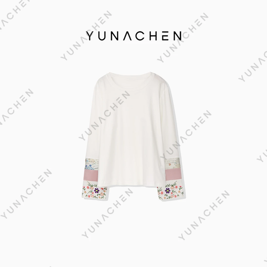 【花瓣疏影】B20时尚气质国风新中式长袖T恤322-QH23011350