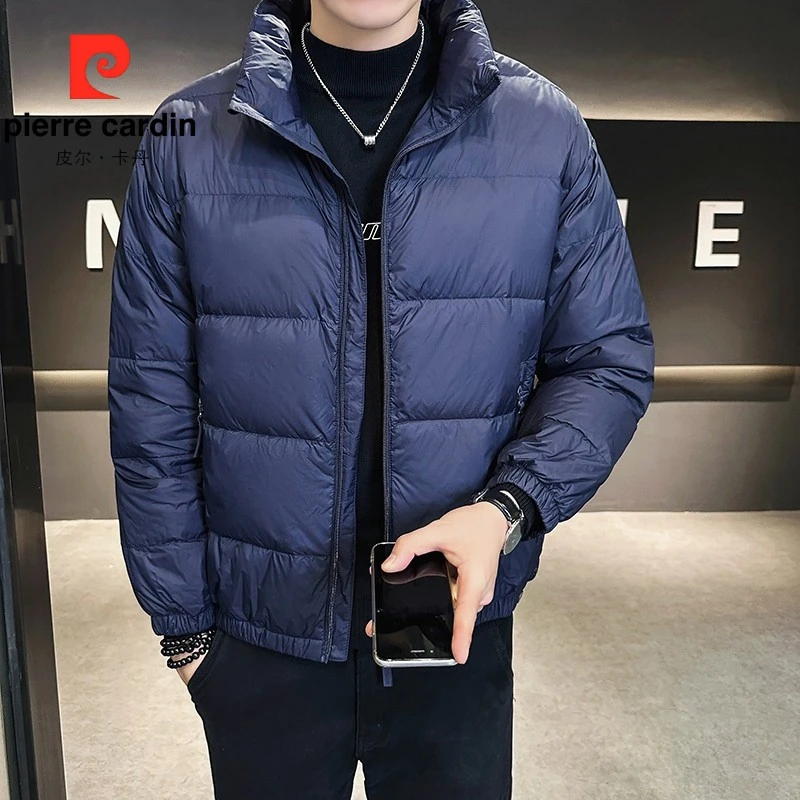 皮尔卡丹轻薄羽绒服男士短款2024冬季新款鹅绒立领保暖高端外套男