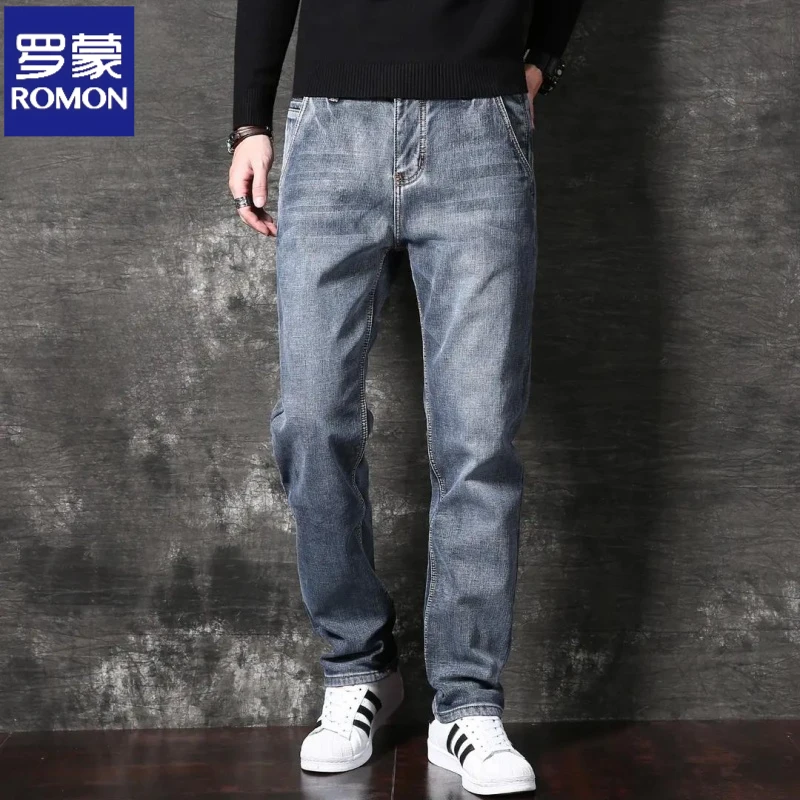 罗蒙美式复古重磅高端牛仔裤男款2025春秋季高端潮牌宽松直筒长裤