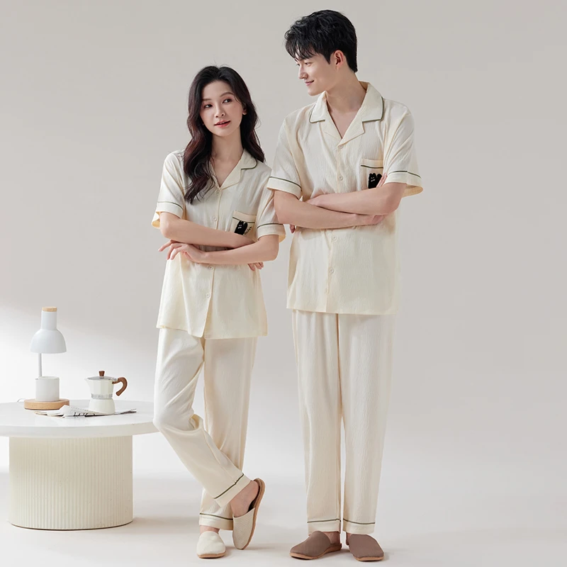罗宾汉情侣睡衣春秋季薄款短袖高级感家居服套装
