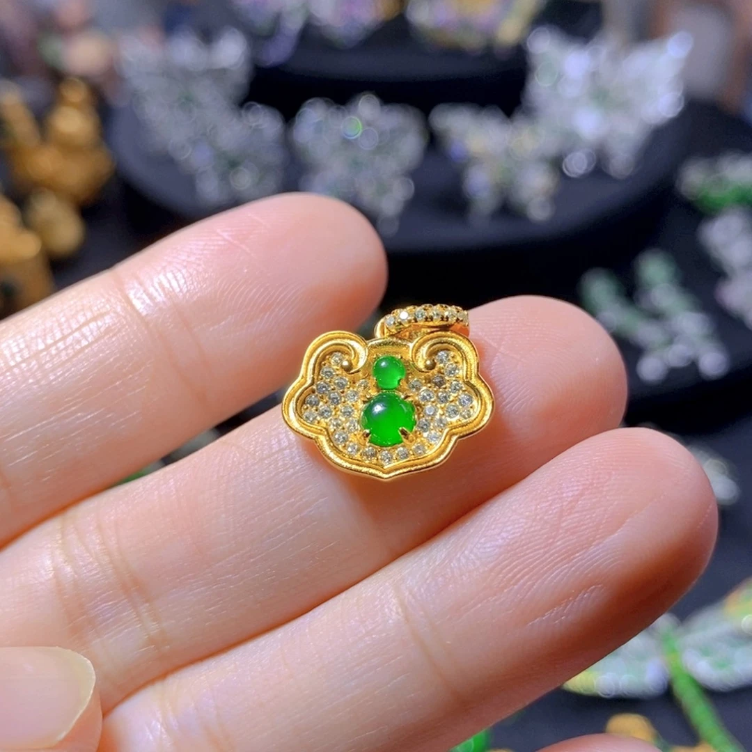 翡翠银S925镶嵌颈饰天然翡翠