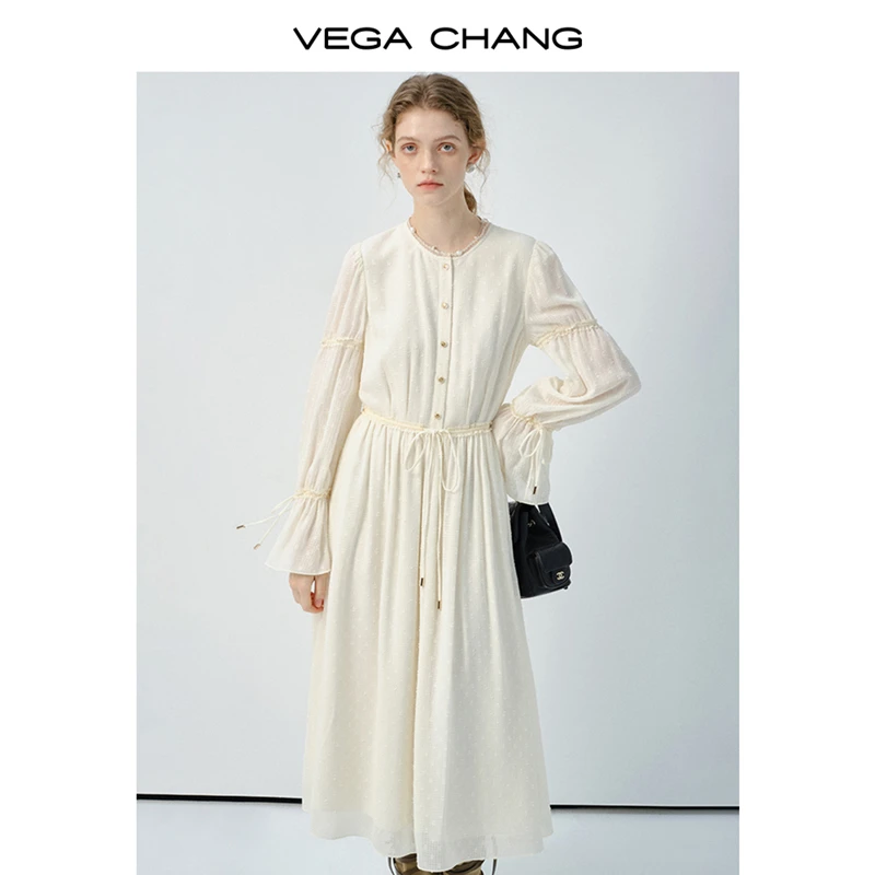 VEGA CHANG连衣裙女款2025年新款春季质感度假风仿麂皮长款