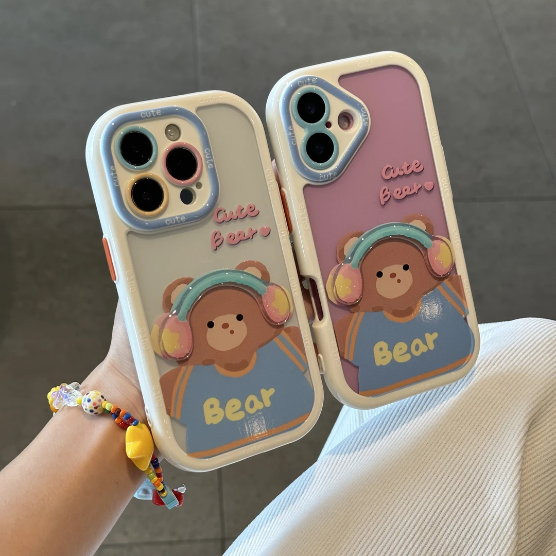 欧克里里耳机蓝衣小熊贴件苹果16promax手机壳华为vivo小米15oppo