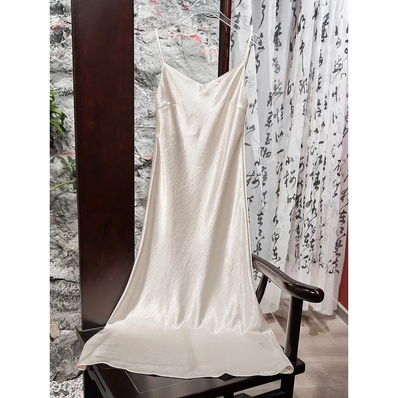 SHANGLIU.新中式国潮风醋酸吊带连衣裙女装夏季新款SH0516（813）