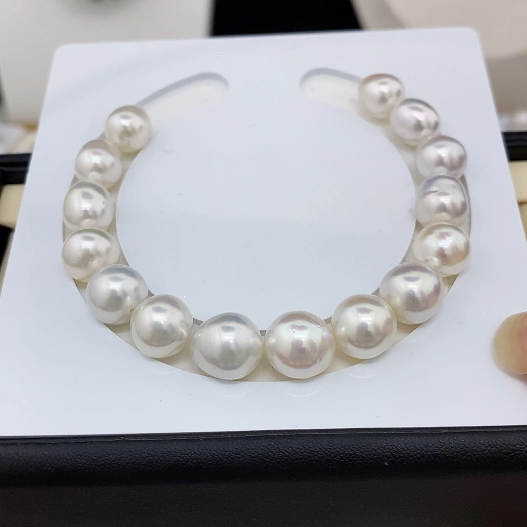 耳饰海水珍珠未镶嵌9-11宝石光澳白手链
