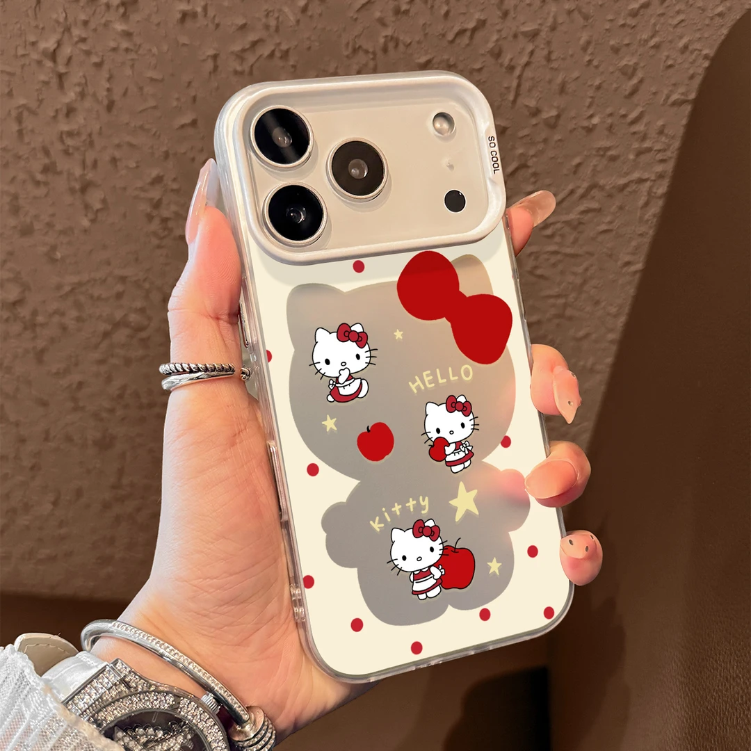 红苹果kt猫适用苹果17promax手机壳新款彩银iphone16pro卡通可爱