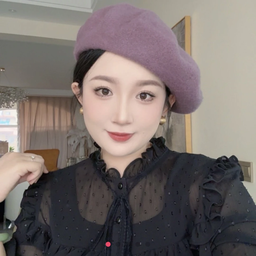 纯色澳洲羊毛贝雷帽