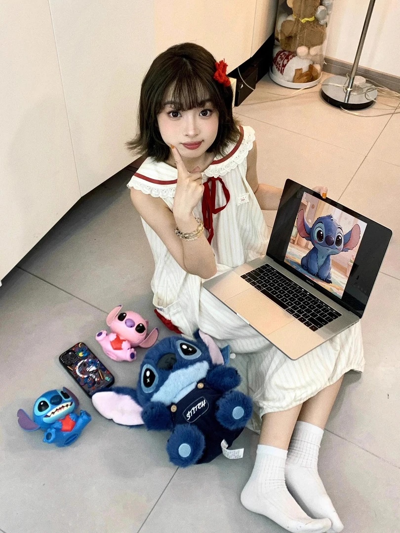 【DMXJ大梦想家】甜美可爱条纹中长款花边睡裙女新款夏季舒适家居服