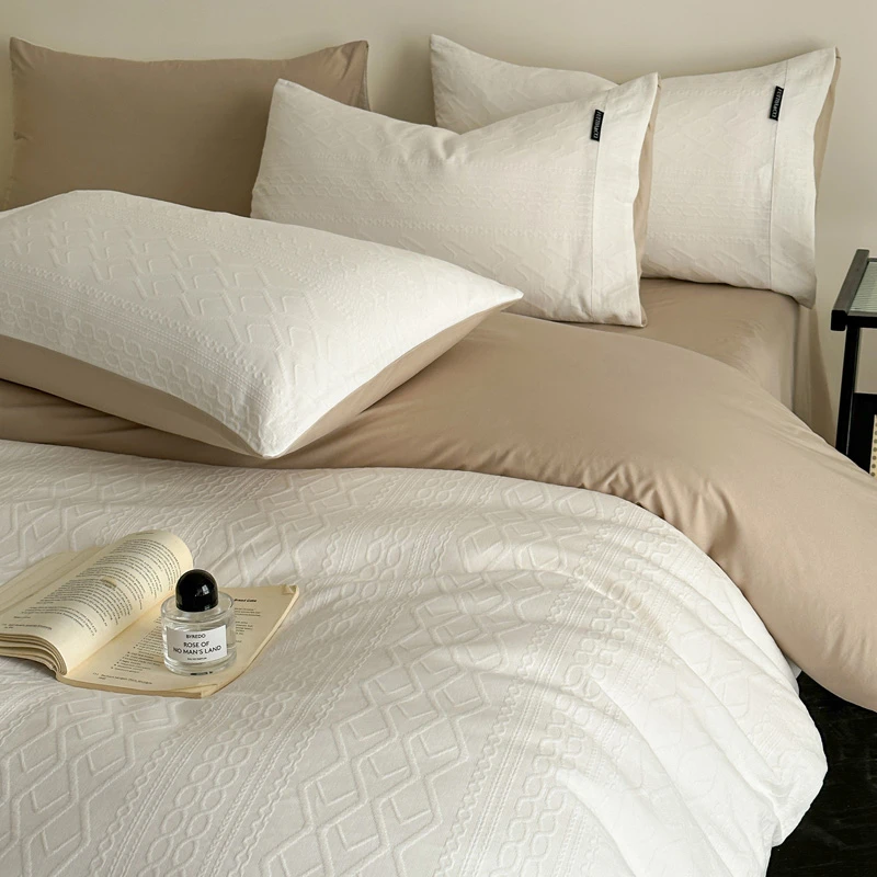 奶油风软糯全棉双层纱床上四件套母婴级A类纯棉家纺被套床单床笠4