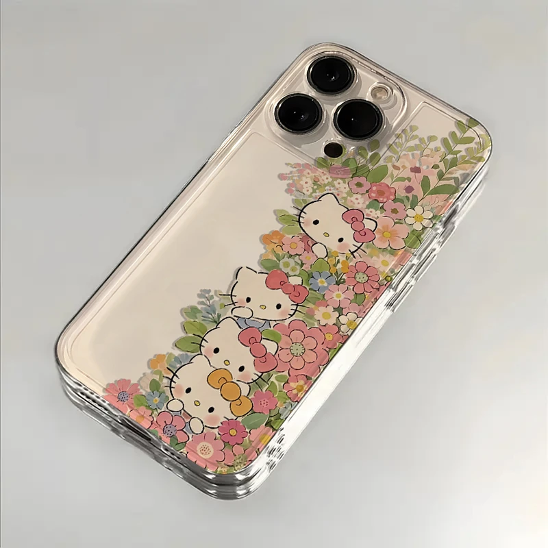 花丛KT猫适用苹果16手机壳华为Pura70荣耀小米红米OPPOvivo软壳女