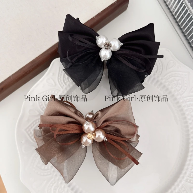 Pink Girl  X188新款秋冬香蕉夹拼接设计感竖夹气质百搭发饰发夹