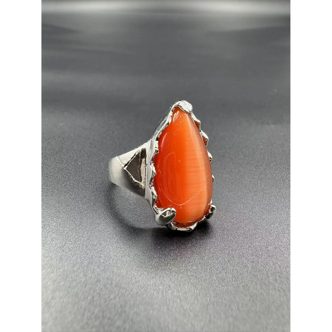 铜合金亚克力戒指 铜合金 亚克力 5275复古国风小众设计戒指女