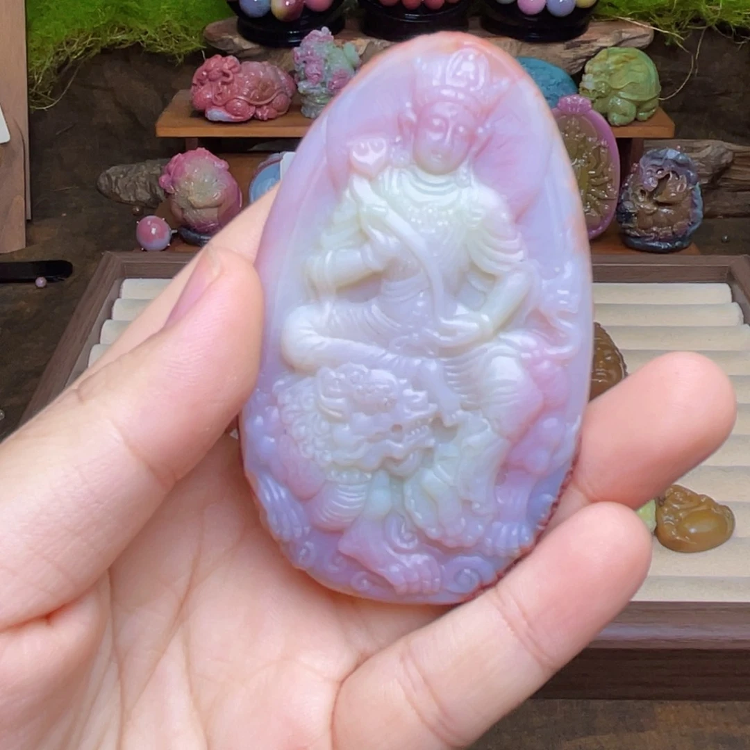 红****玛瑙/玉髓未镶嵌珠宝半成品盐源玛瑙618文殊菩萨