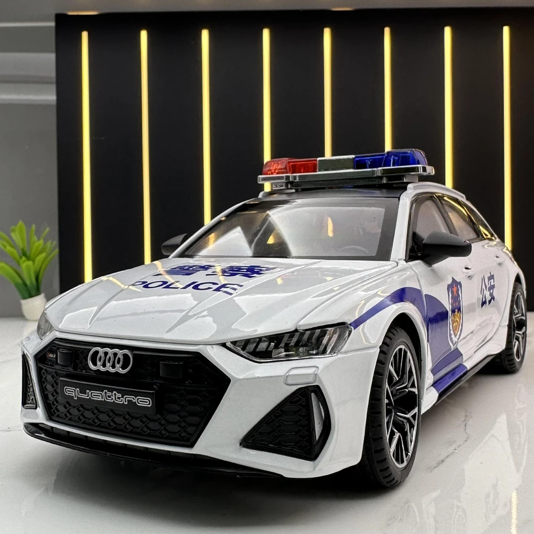 高端合金车模1:24合金车警车带声光回力玩具车音乐模型摆件可送礼