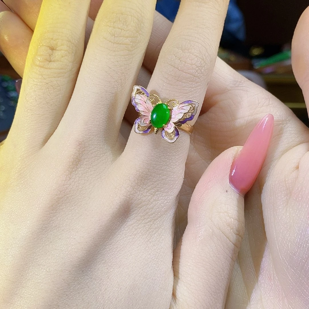 银S925镶嵌翡翠耳饰