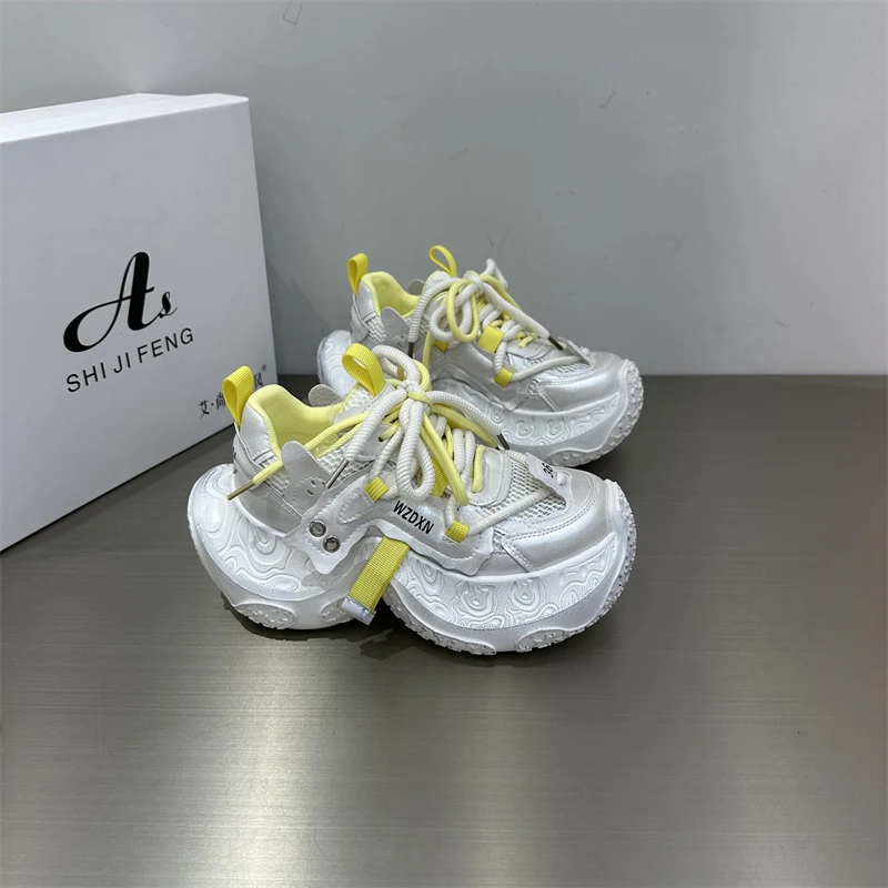 女士女鞋女款时尚百搭休闲夏季透气春季厚底ins网面系带潮流潮鞋