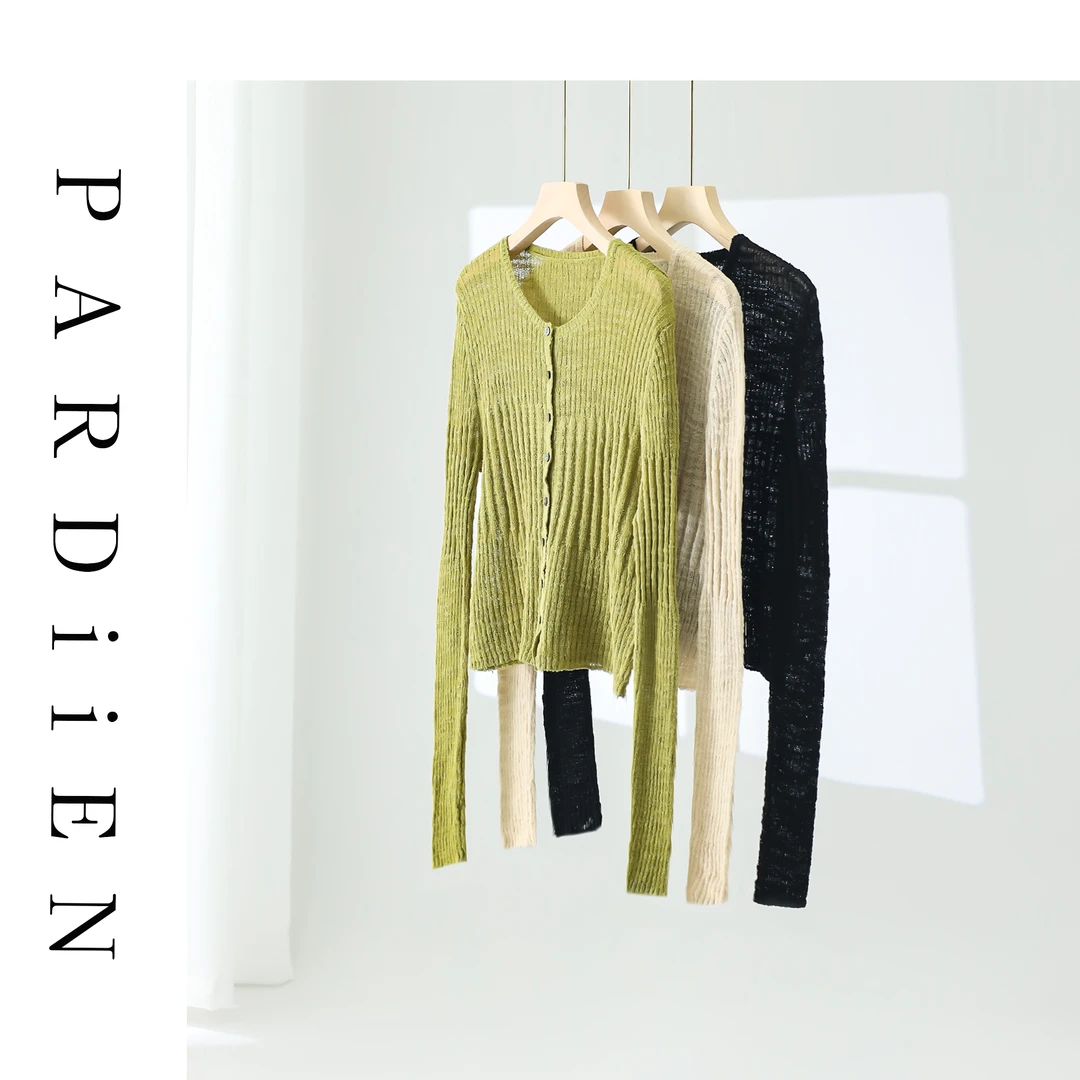 【北总严选】帕迪恩肌理抽条镂空纽扣针织圆领开衫24Q117