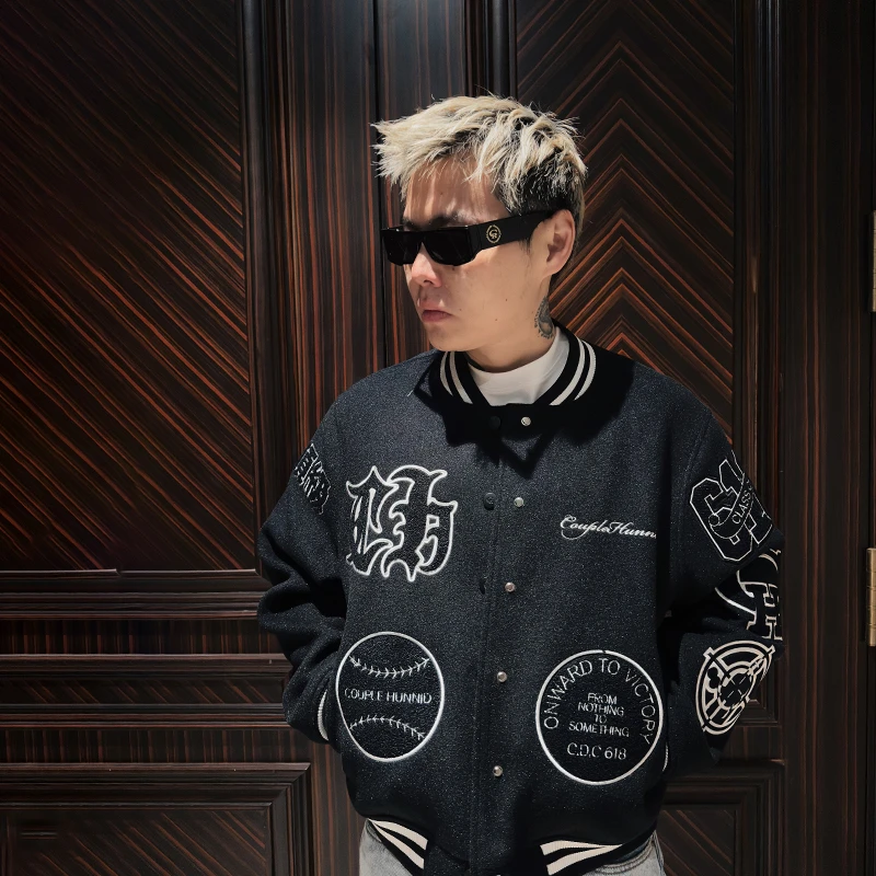 CoupleHunnid谢帝社区生活 CH 猎犬棒球服时尚休闲外套夹棉秋冬