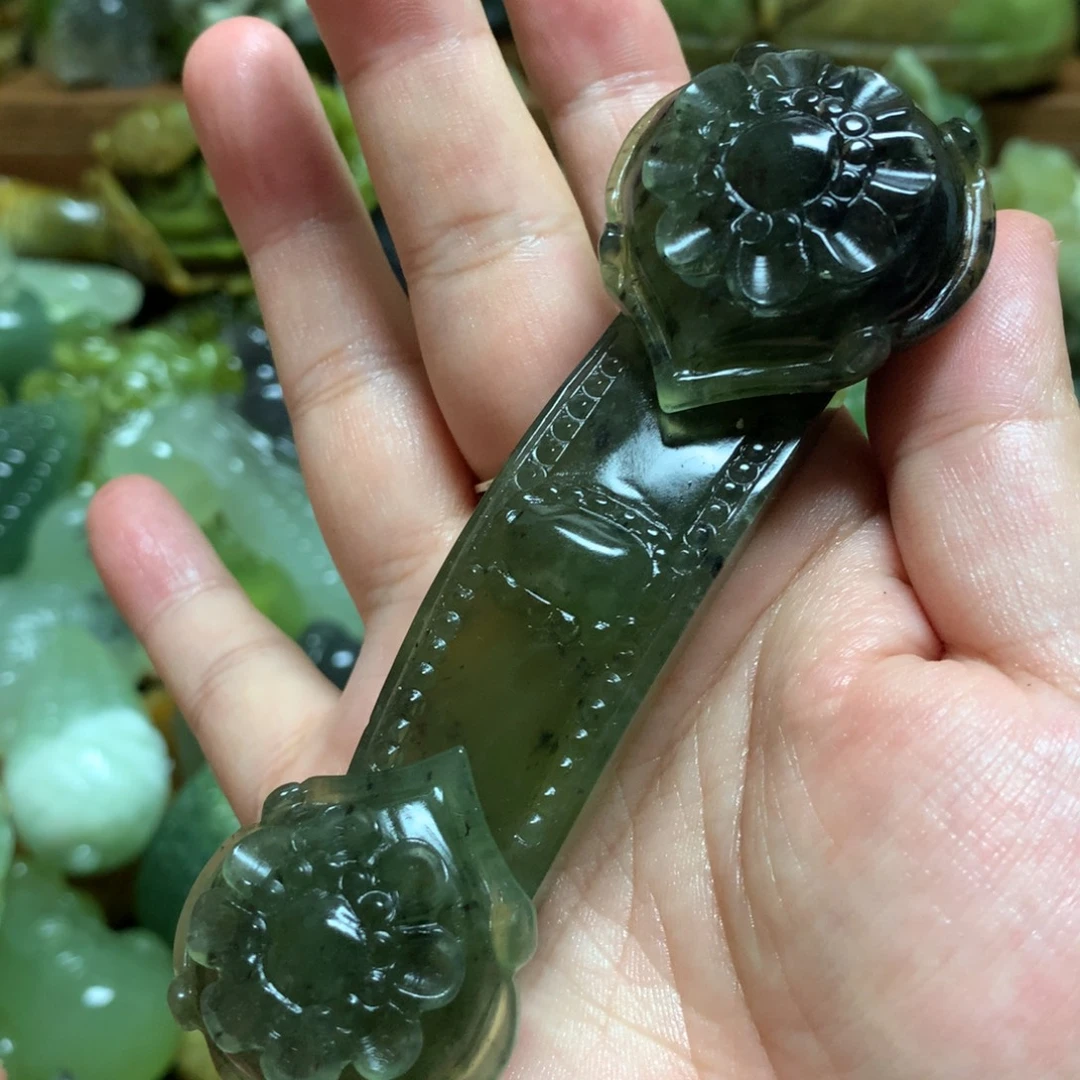 未镶嵌岫玉手把手把