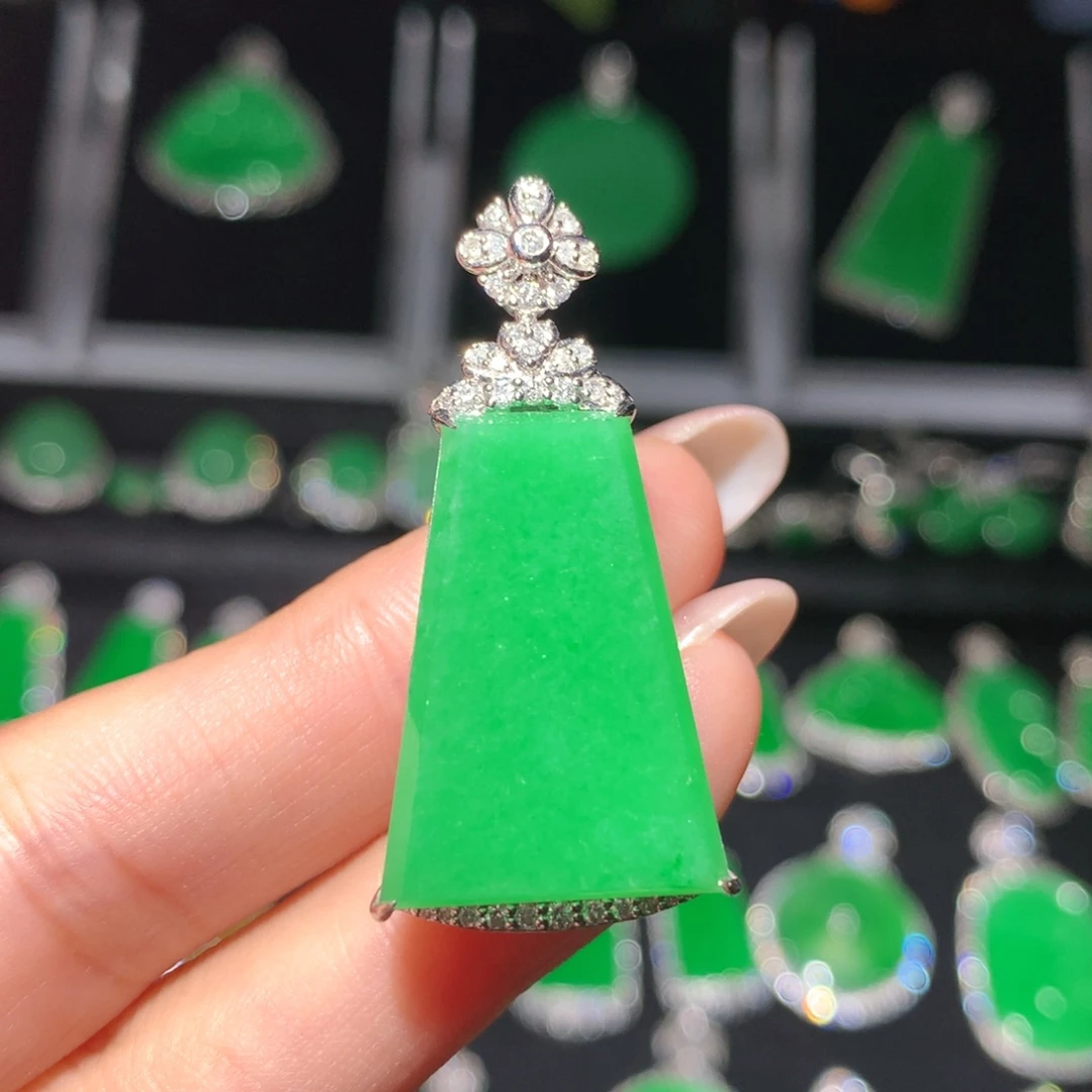 翡翠18K金镶嵌吊坠(不含链)翡翠