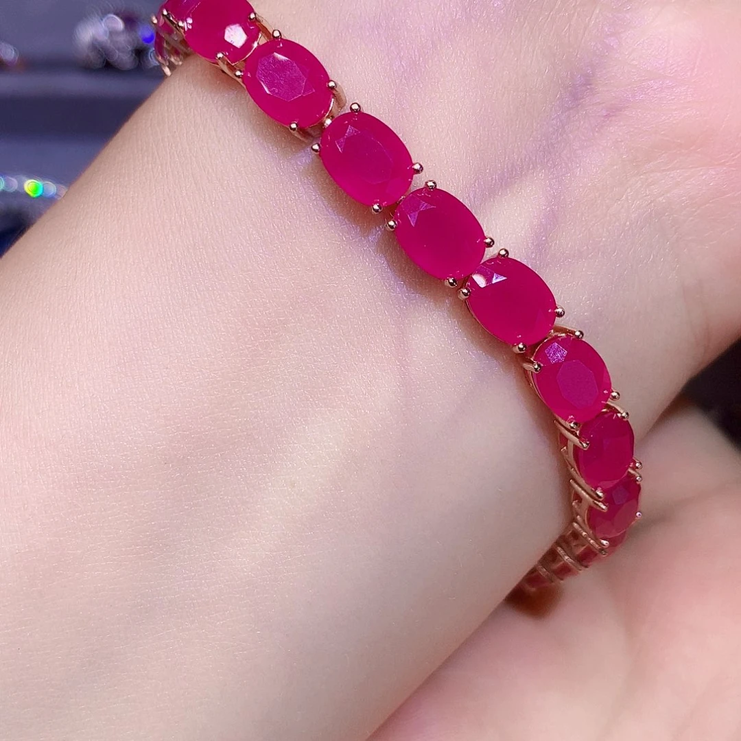 银S925镶嵌手链红宝石