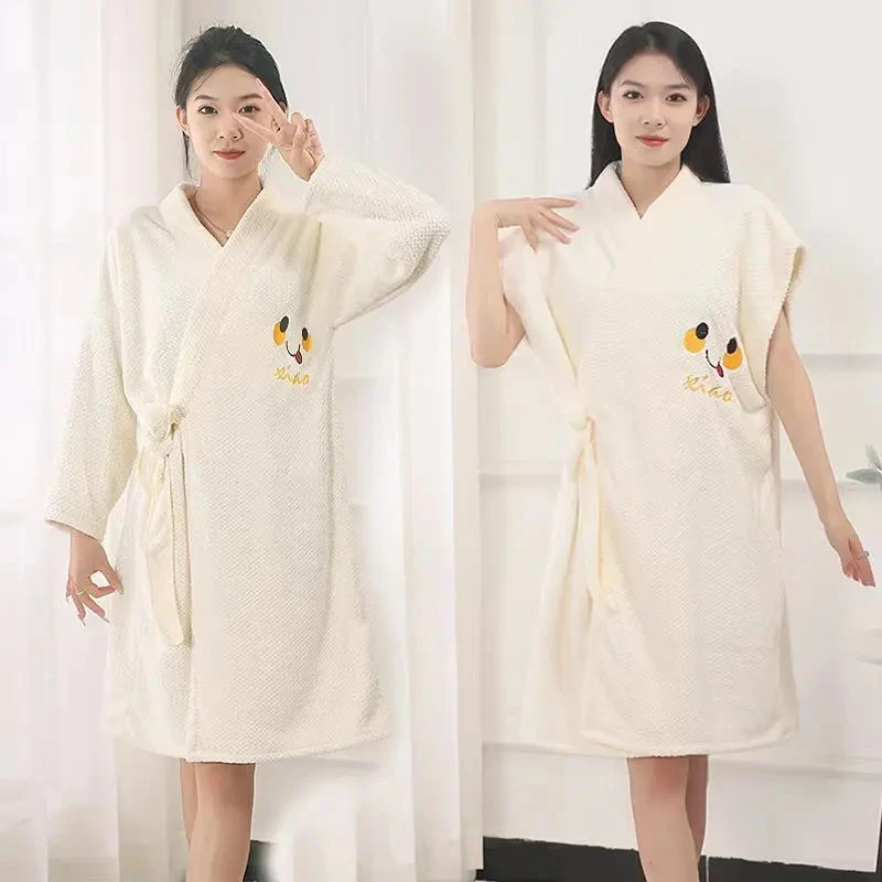 可穿可裹吸水系带浴袍睡袍速干浴巾不掉毛柔软洗澡成人款裕裙