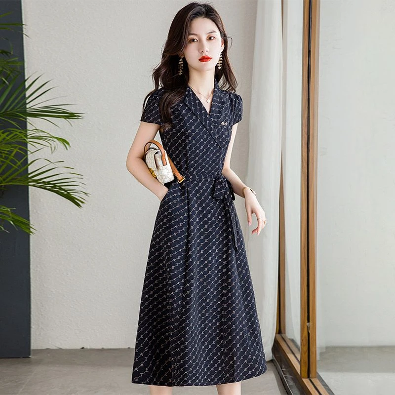 广州十三行品牌妈妈连衣裙女夏2025新款流行爆款高端碎花雪纺气质