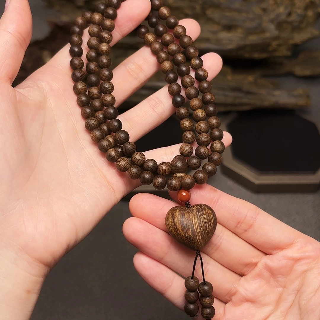 沉香手串越南富森红土熟结糖芯料0.6×108配饰