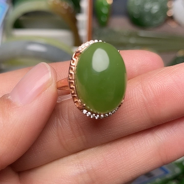 和田玉银S925镶嵌戒指