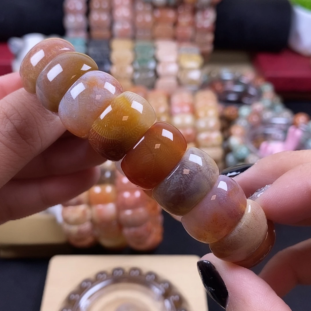 硅化珊瑚（珊瑚玉）未镶嵌手牌 彩冰虫 6