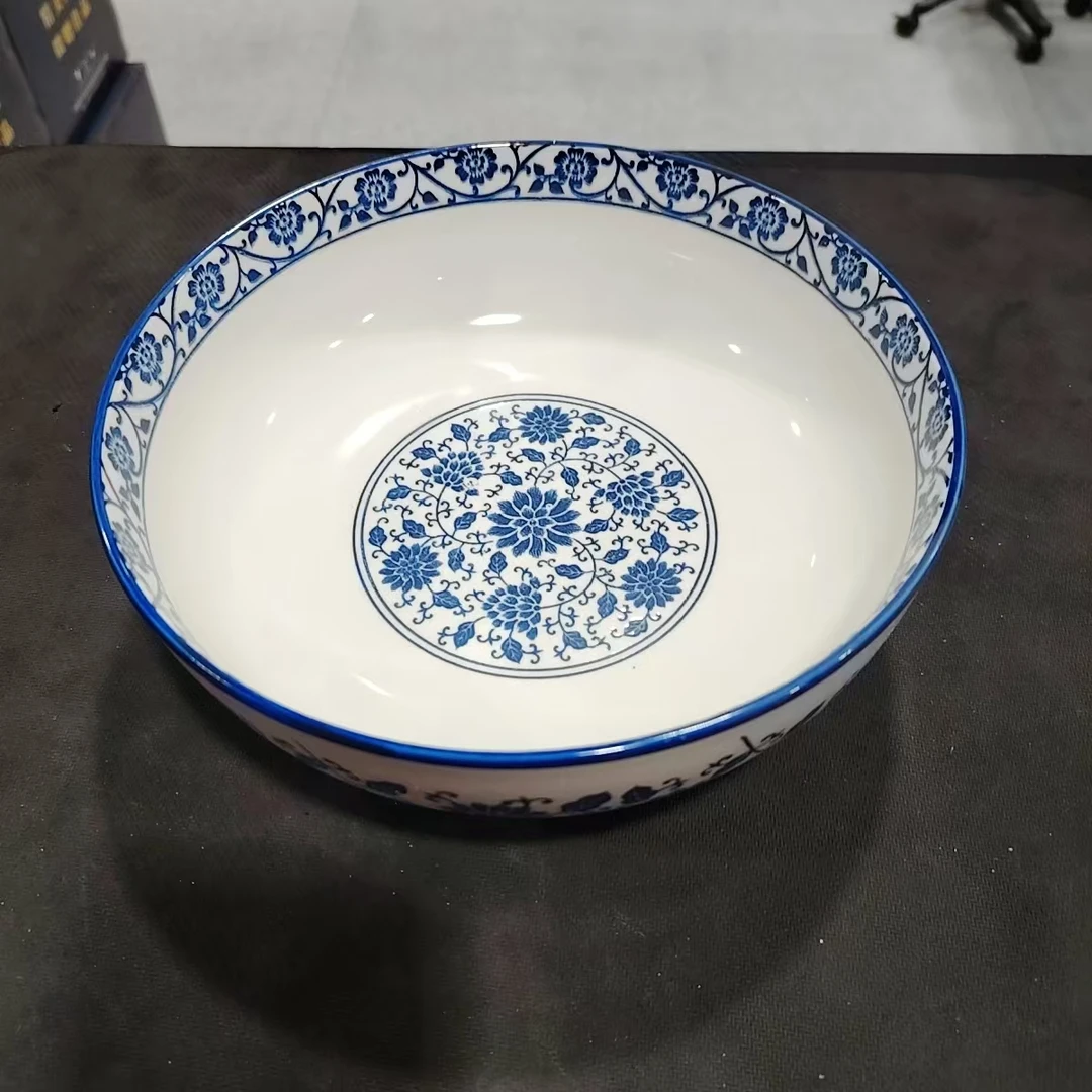 【袁氏瓷业】8英寸超大青花缠枝莲面碗（单个装）直径20高度5